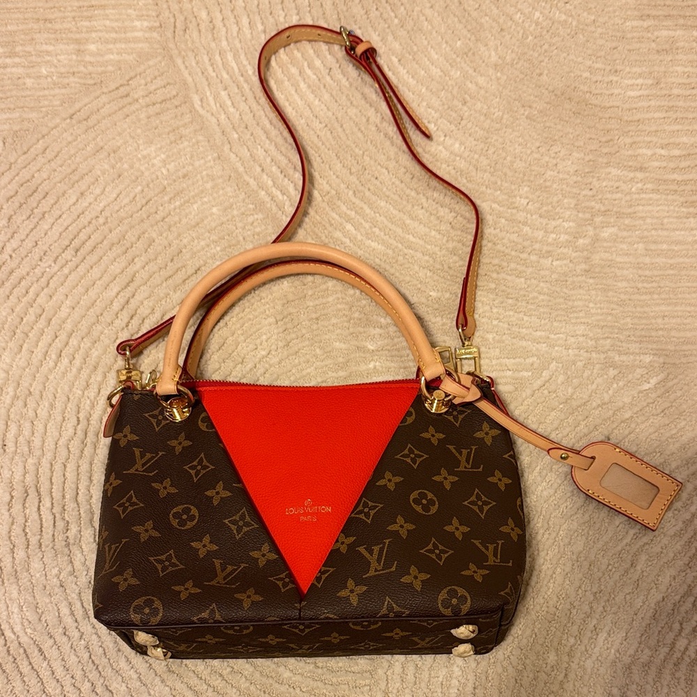 Crossbody Satchel Monogram with Red Orange accent